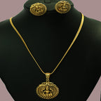 Ethinic Gold-Plated Lakshmi Motif Jewelry Set for Women - Antique Finish