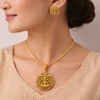 Ethinic Gold-Plated Lakshmi Motif Jewelry Set for Women - Antique Finish