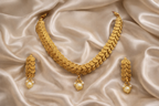 Ethinic Gold-Plated Lakshmi Kaasu Malai Jewelry Set with Coin Motifs for Women - Antique Finish
