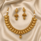 Ethinic Gold-Plated Kerala Mango Motifs Jewelry Set for Women - Antique Finish