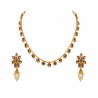 Ethinic Gold-Plated Royal Kundan Necklace Jewelry Set with Large Earring Stud for Women - Antique Finish