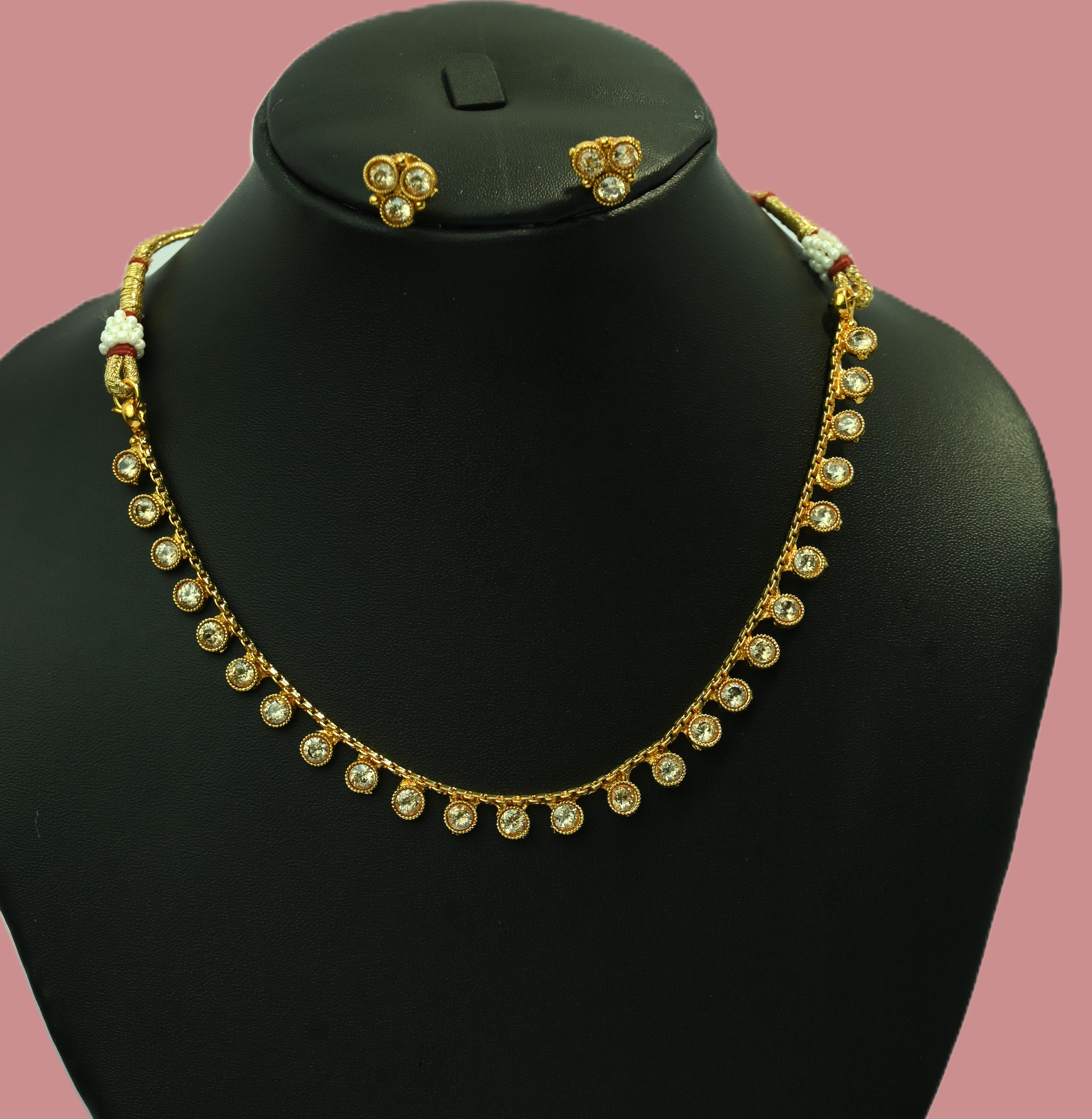 Ethinic Gold-Plated Royal Kundan Stone Studded Jewelry Set for Women - Antique Finish