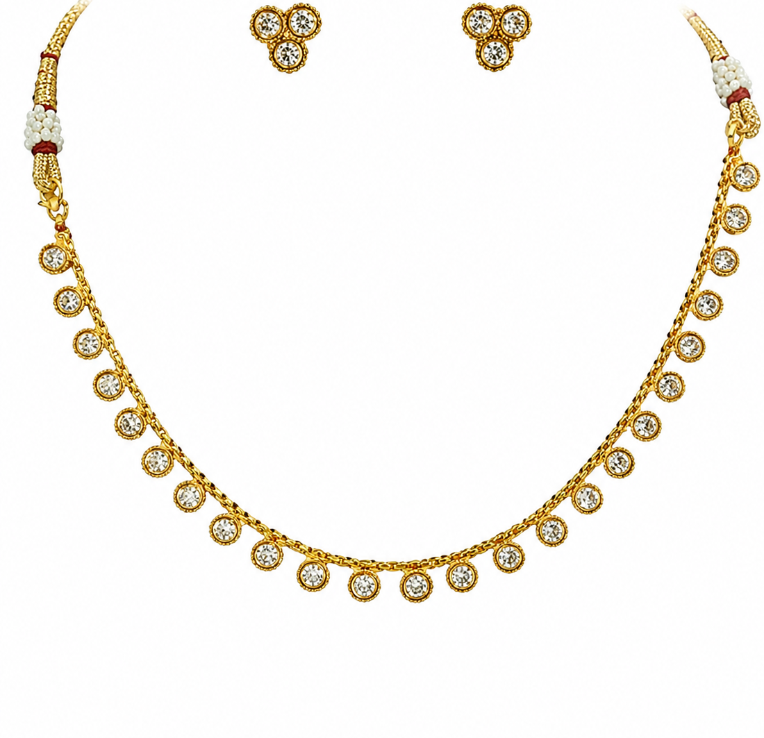 Ethinic Gold-Plated Royal Kundan Stone Studded Jewelry Set for Women - Antique Finish