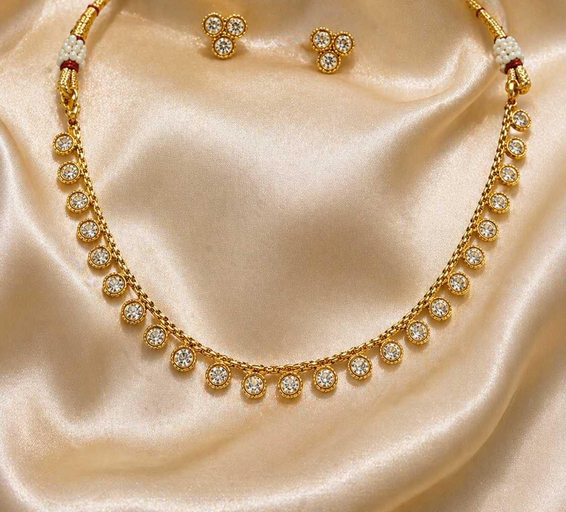 Ethinic Gold-Plated Royal Kundan Stone Studded Jewelry Set for Women - Antique Finish