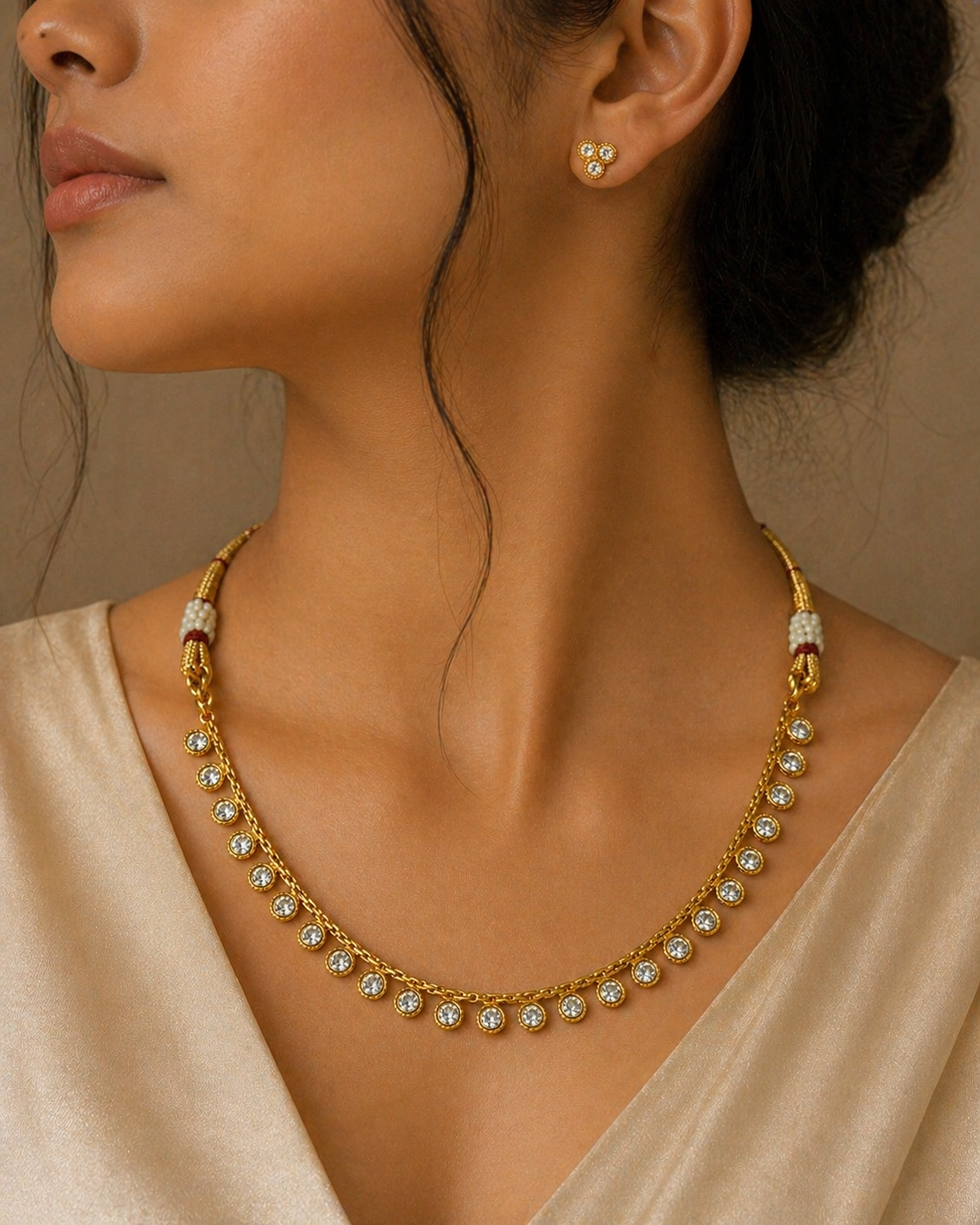 Ethinic Gold-Plated Royal Kundan Stone Studded Jewelry Set for Women - Antique Finish