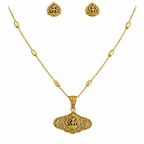 Ethinic Gold-Plated Lakshmi Carving Jewelry Set for Women - Antique Finish
