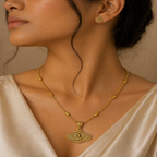 Ethinic Gold-Plated Lakshmi Carving Jewelry Set for Women - Antique Finish