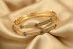 Ethinic Gold-Plated Elegant Bangle Set of 2 for Women - Antique Finish (2.6 Size)