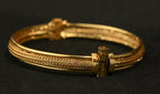 Ethinic Gold-Plated Braided Design with Screw Pin Detail Bangle Bracelet for Women - Antique Finish (2.6 Size)