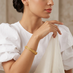 Ethinic Gold-Plated Braided Design with Screw Pin Detail Bangle Bracelet for Women - Antique Finish (2.6 Size)