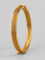 Ethinic Gold-Plated Braided Design with Screw Pin Detail Bangle Bracelet for Women - Antique Finish (2.6 Size)