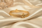 Ethinic Gold-Plated Braided Design with Screw Pin Detail Bangle Bracelet for Women - Antique Finish (2.6 Size)