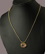 Gold Tone Elegant Pinkstone Stainless Steel Necklace for Women- Matte Finish