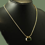 Gold Tone Elegant Emerald Stone Stainless Steel Necklace for Women- Matte Finish