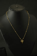 Gold Tone Heart Charm Pendant Necklace With Gold Beads for Women- Sleek Finish