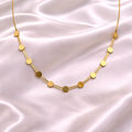 Gold Tone Snake Scaled Necklace with Golden Discs For Women - Glossy Finish