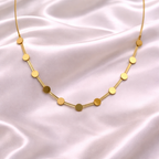 Gold Tone Snake Scaled Necklace with Golden Discs For Women - Glossy Finish