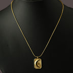 Gold Tone Half Moon Crescent Pendant Minimal Necklace For Women - Matte Finish