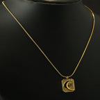 Gold Tone Half Moon Crescent Pendant Minimal Necklace For Women - Matte Finish