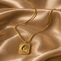 Gold Tone Half Moon Crescent Pendant Minimal Necklace For Women - Matte Finish