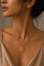Gold Tone Half Moon Crescent Pendant Minimal Necklace For Women - Matte Finish
