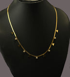 Gold Tone Premium Crystal Charms Snake Chain Necklace with Traingular Accents for Women - Glossy Finish