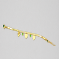 Gold Tone Classic Snake Scaled Bracelet with Heart charms and Sage Beads for Women- Matte Finish