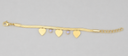 Gold Tone Classic Snake Scaled Bracelet with Heart charms and Lavender Beads for Women- Matte Finish