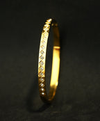 Gold Tone Radiant Zirconia Diamond Studded Bangle Bracelet for Women - Glossy Finish