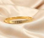 Gold Tone Radiant Zirconia Diamond Studded Bangle Bracelet for Women - Glossy Finish