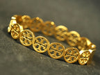 Gold Tone Flawless Round Medallions Cuff Bangle Bracelet for Women - Glossy Finish