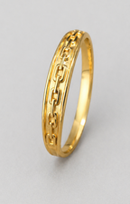 Gold Tone Classic Cuff Bangle Bracelet with Chain Pattern for Women - Matte Finish