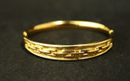 Gold Tone Classic Cuff Bangle Bracelet with Chain Pattern for Women - Matte Finish