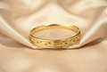 Gold Tone Classic Cuff Bangle Bracelet with Chain Pattern for Women - Matte Finish