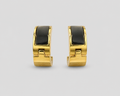 Gold Tone Elegant Hoop earrings with Black enamel for Women - Glossy Finish