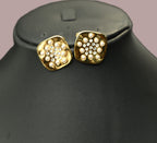 Gold Tone Elegant Pearl and Rhinestone Studded earrings for Women - Glossy Finish