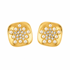 Gold Tone Elegant Pearl and Rhinestone Studded earrings for Women - Glossy Finish