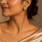 Gold Tone Elegant Pearl and Rhinestone Studded earrings for Women - Glossy Finish