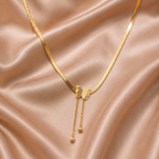 Gold Tone Aesthetic Snake Chain Necklace with Butterfly Charm for Women - Glossy Finish