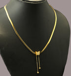 Gold Tone Aesthetic Snake Chain Necklace with Butterfly Charm for Women - Glossy Finish
