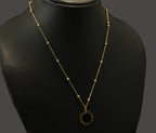 Gold Tone Elegant Beads Chain Necklace with Timeless Numeral Charm for Women - Glossy Finish