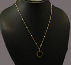 Gold Tone Elegant Beads Chain Necklace with Timeless Numeral Charm for Women - Glossy Finish