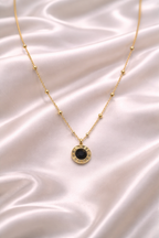 Gold Tone Elegant Beads Chain Necklace with Timeless Numeral Charm for Women - Glossy Finish