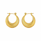 Gold Tone Flawless Swirl Hoop Earrings for Women- Glossy Finish