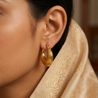 Gold Tone Flawless Swirl Hoop Earrings for Women- Glossy Finish