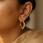 Gold Tone Stylish Hoop Earrings for Women - Glossy Finish