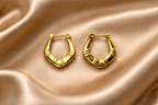 Gold Tone Stylish Hoop Earrings for Women - Glossy Finish