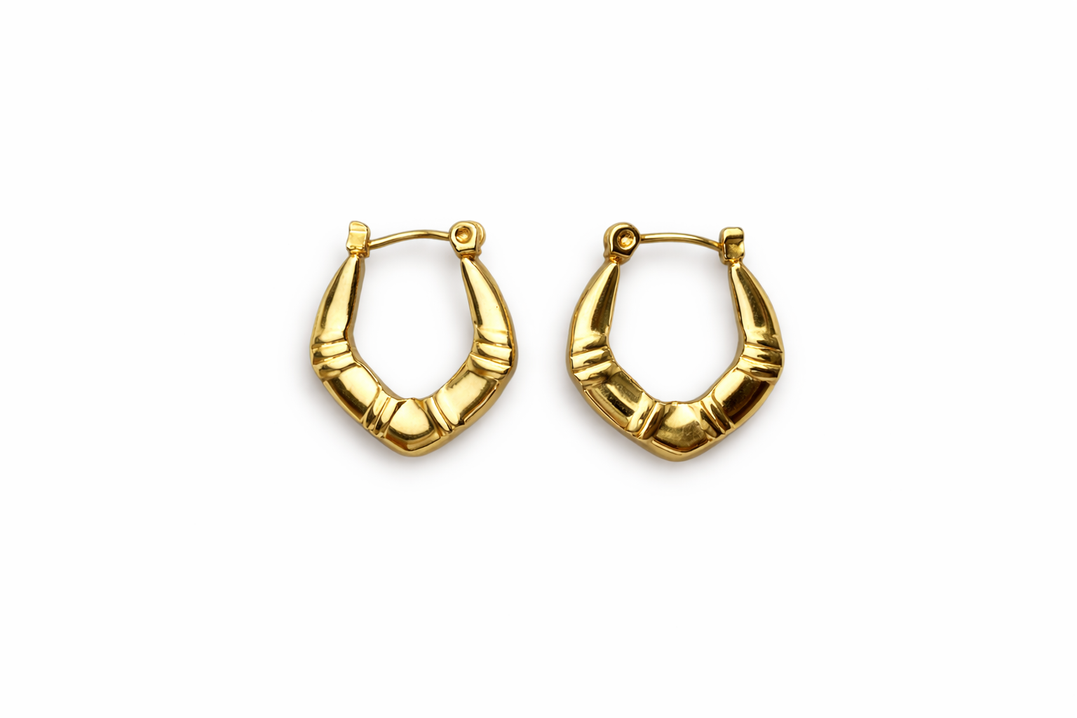 Gold Tone Stylish Hoop Earrings for Women - Glossy Finish