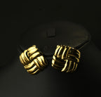 Gold Tone Minimal Knot Stud Earrings for Women - Glossy Finish