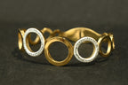 Gold Tone Aesthetic Linked Round Crystal Tennis-Style Bangle Bracelet for Women- Glossy Finish